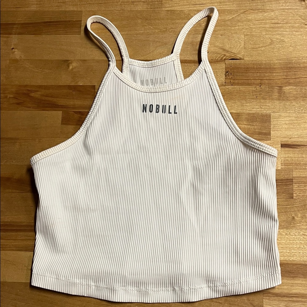NOBULL Women's White Ribbed Crop Top
